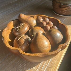 Vintage 7 Assorted Solid Wood Fruit.
